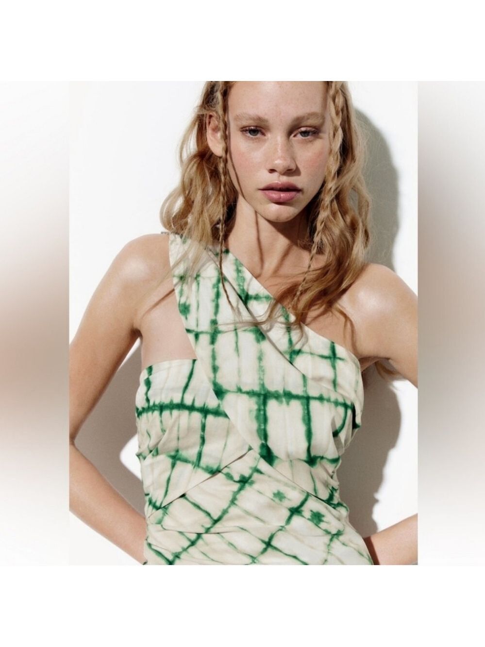 NWT Zara Printed Ecru Midi Dress, Size XL - Picture 7 of 15